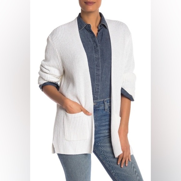 Madewell Sweaters - Madewell Nolan Ribbed Open Front Cardigan In Eyelet White - Size XS